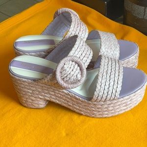 Franco Sarto Lavender Slip-on Platform Raffia Espadrille Size 10, NWOB